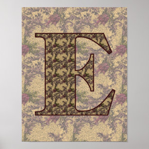 Blommigt Monogram Initial E-Elegant Poster