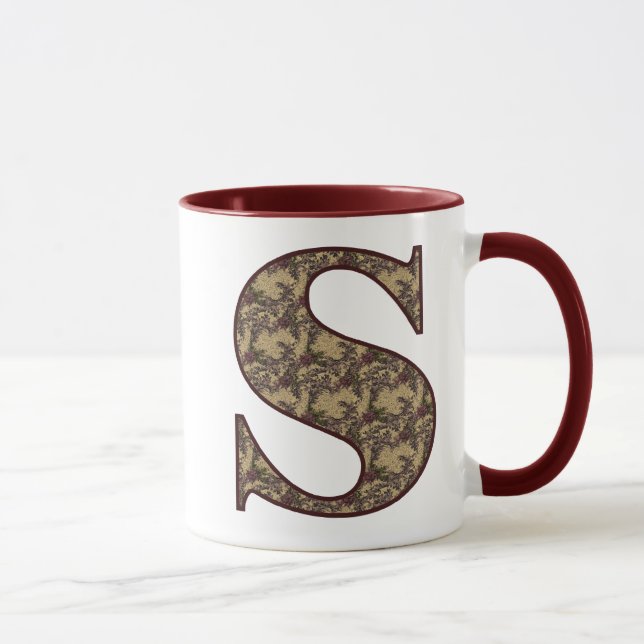 Blommigt Monogram Initial S-Elegant Mugg (Höger)