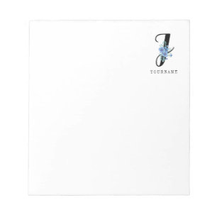 Blommigt Monogram J Blue Flower Burst Anteckningsblock