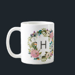 Blommigt Monogram Kaffe Mugg<br><div class="desc">Blommigt andetag med monogram.</div>