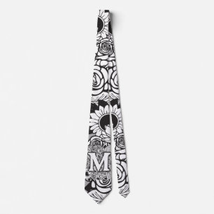 Blommigt Monogram "M" Black and White Tattoo Flowe Slips