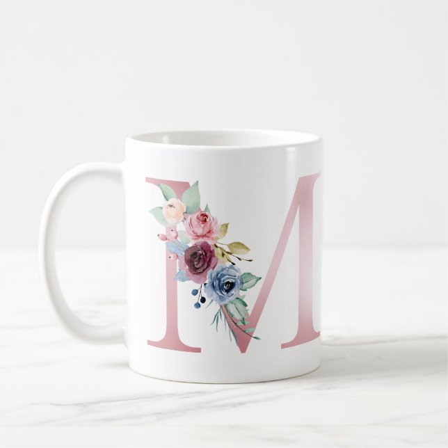 Blommigt Monogram M Mugg (Vänster)