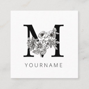 Blommigt Monogram M Sakura Cherry Blommars Fyrkantigt Visitkort