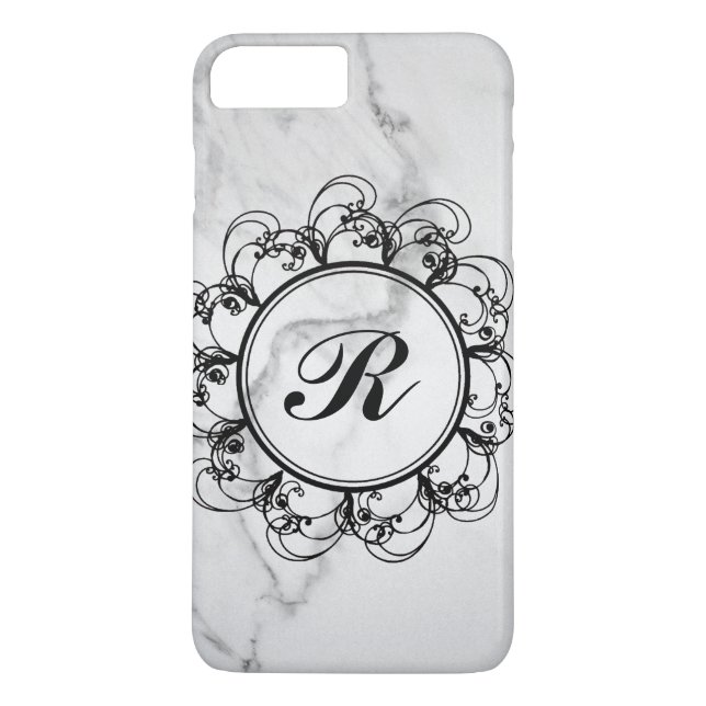 Blommigt Monogram Marble iPhone 7 Fodral Case-Mate iPhone Skal (Baksida)