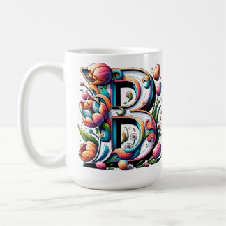 Blommigt Monogram Mugg - Brev B