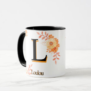 Blommigt Monogram Mugg - Elegant Brev L Kaffe Kopp