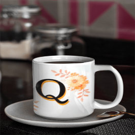Blommigt Monogram Mugg-Elegant Brev Q-writ u namn Mugg