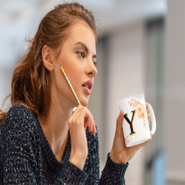 Blommigt Monogram Mugg-Elegant Brev Y-writ u namn Mugg