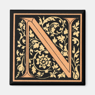 Blommigt Monogram 'N' - Magnet