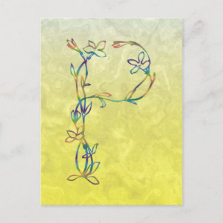 BLOMMIGT MONOGRAM P VYKORT