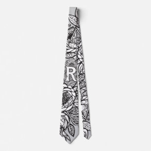 Blommigt Monogram "R" Black and White Tattoo Flowe Slips