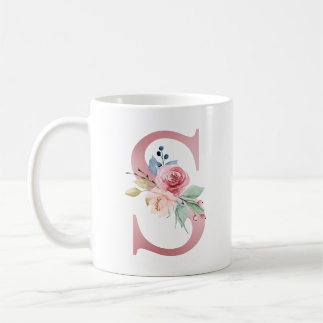 Blommigt Monogram S Mugg (Vänster)