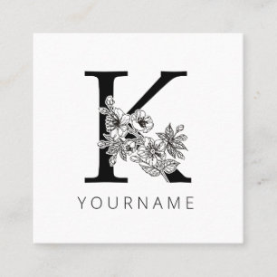 Blommigt Monogram S Sakura Cherry Blommars Fyrkantigt Visitkort