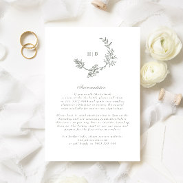 Blommigt Monogram Sage Grönt Utandning Bröllop Tilläggskort