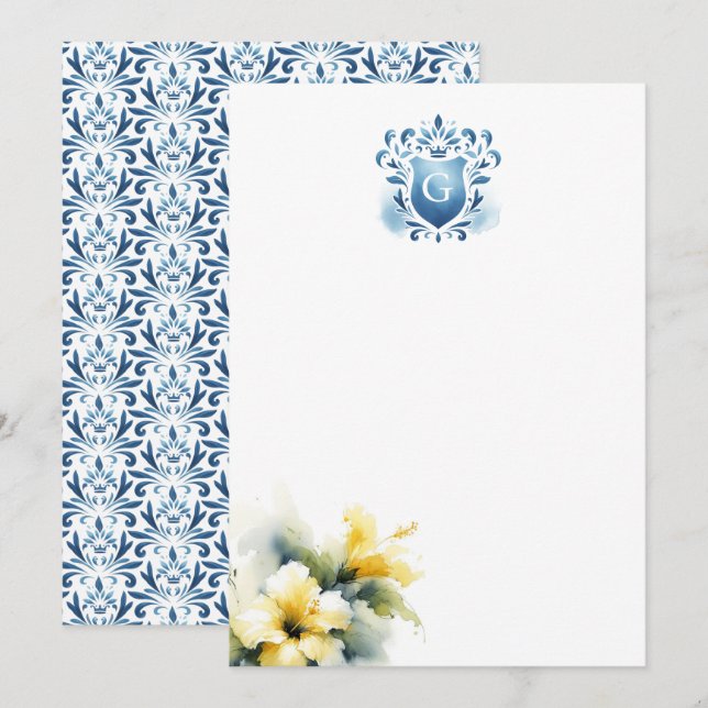 Blommigt Monogram - tack för att du tog emot majes Kort (Fram/baksida)