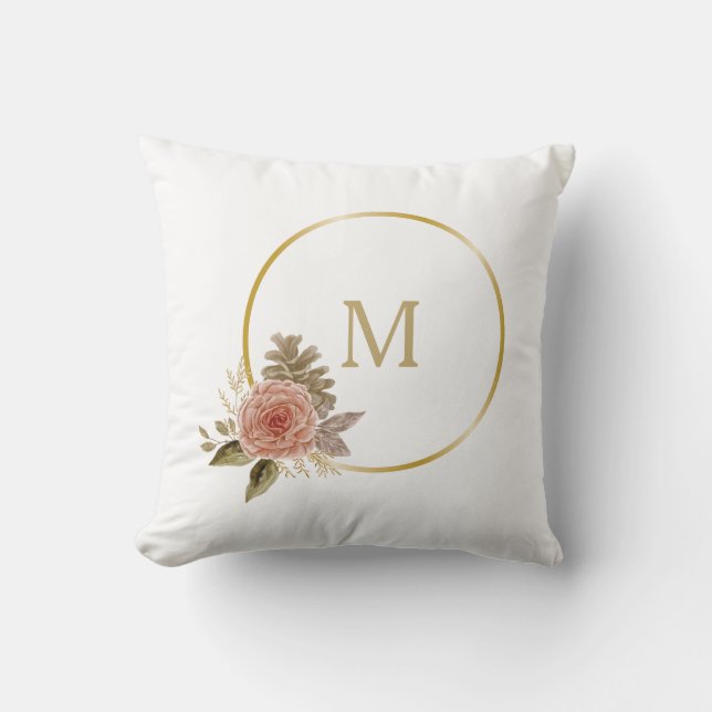 Blommigt Monogram tvåsidig Dekorativ kudde (Framsida)