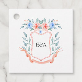 Blommigt Monogram Vapensköld Bröllop Gåvor Etiketter