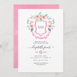 Blommigt Monogram Vapensköld Möhippa Inbjudningar