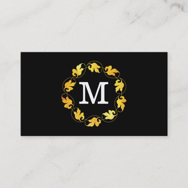 Blommigt Monogram / Variation | Lux (guld) Visitkort (Framsida)