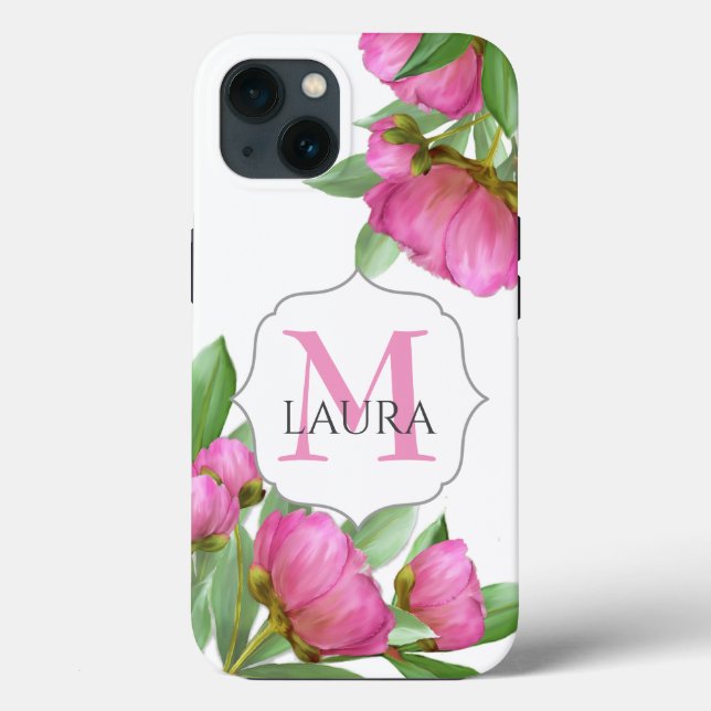 Blommigt Monogram vattenfärgsmodern Rosa (Baksida)