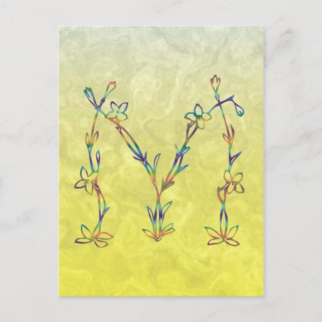 BLOMMIGT MONOGRAM VYKORT (Framsida)