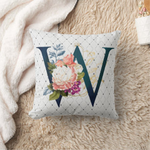 Blommigt Monogram W II Kudde