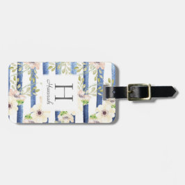 Blommigt Monogram Watercolor Personlig Rand Bagagebricka