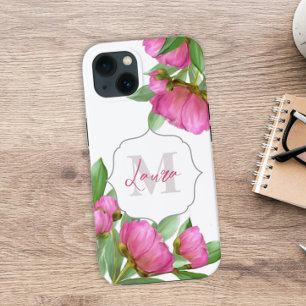 Blommigt Monogram Watercolor Rosa Modern Fodral-Ma