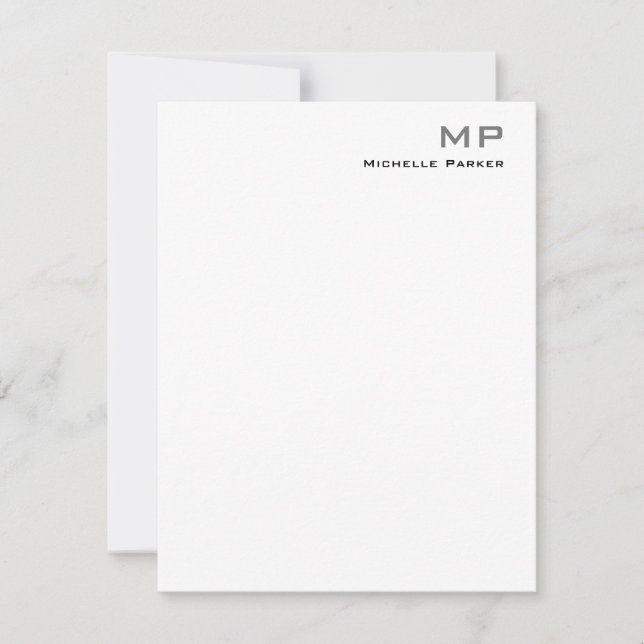 Blommigt Monogrammad Professionell - minimalistisk Anteckningskort (Framsida)