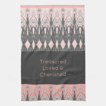 Blommigt mönstrad dekorativ rosa och grått