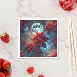 Blommigt Moonlight Poinsettia Mönster Decoupage Pappersservett