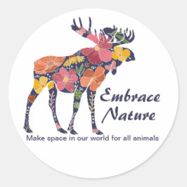 Blommigt Moose Nature Stickers Runt Klistermärke