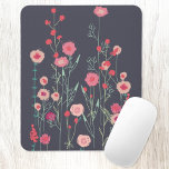 Blommigt Mörk Boho Musmatta<br><div class="desc">Modern bohemisk konst. Söt boho tappar rosa blommigt målning på mörk grått bakgrund. Originalkonst av Nic Squirrell.</div>