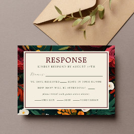 Blommigt Mörk Burgundy Grönt Teal Bröllop OSA Kort