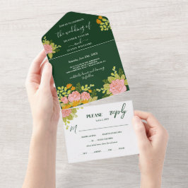 Blommigt Mörk grönt Bröllop Botanic