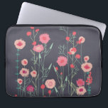 Blommigt Mörk Mönster Laptop Fodral<br><div class="desc">Modern bohemisk konst. Söt boho tappar rosa blommigt målning på mörk grått bakgrund. Originalkonst av Nic Squirrell.</div>