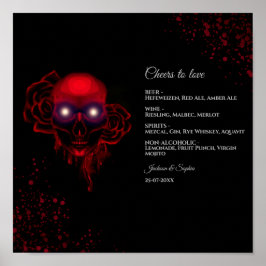 Blommigt mörk moody dryckesmenymtecken för getskal poster