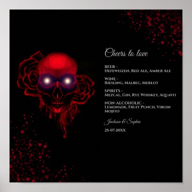 Blommigt mörk moody dryckesmenymtecken för getskal poster (Framsidan)