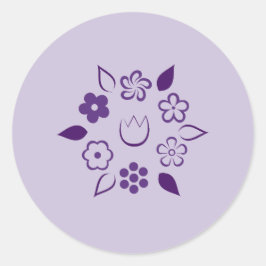 Blommigt Mörk Plum Lila Vår Flower Runt Klistermärke