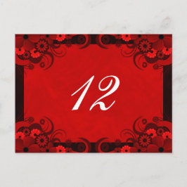 Blommigt Mörk Red Goth Reception Bordsnummer Cards