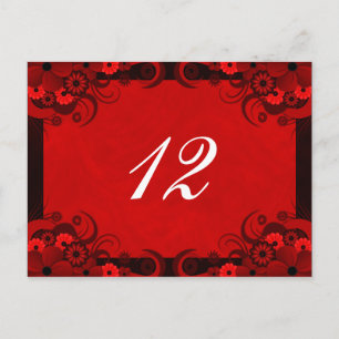 Blommigt Mörk Red Goth Reception Bordsnummer Cards