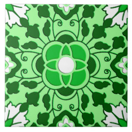 Blommigt Moroccan Tile, Emerald and Lime Green Kakelplatta