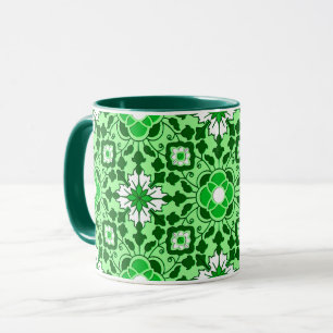 Blommigt Moroccan Tile, Emerald and Lime Green Mugg