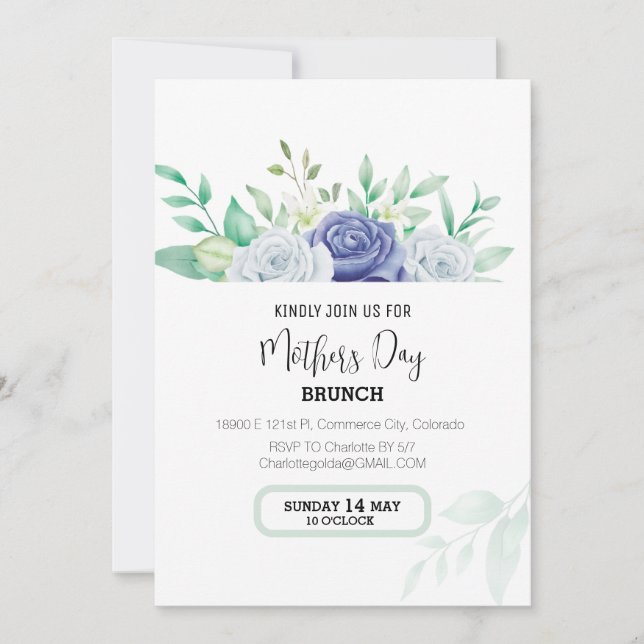 Blommigt Mors dag Brunch-inbjudan Inbjudningar (Framsida)