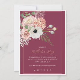 Blommigt Mors dag Card Elegant Gift för Morsa Inbjudningar
