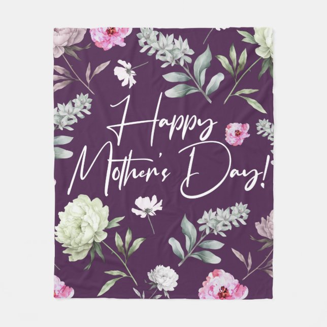 Blommigt Mors dag Fleecefilt (Framsidan)