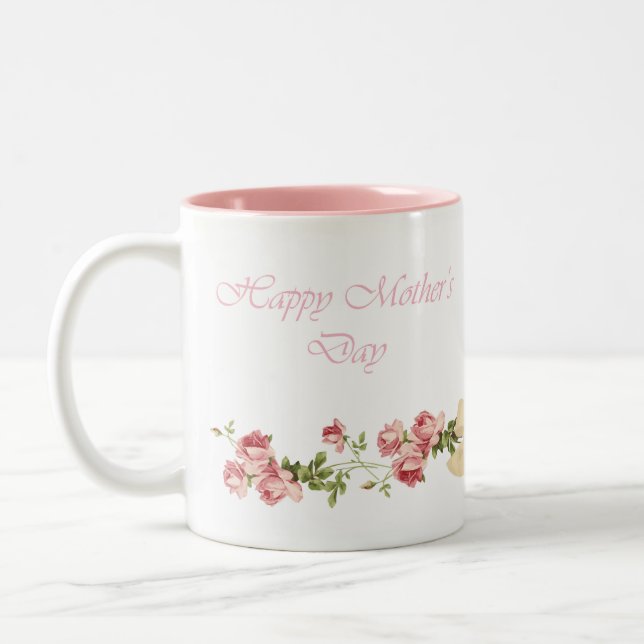 Blommigt Mors dag-kaffe Mugg (Vänster)
