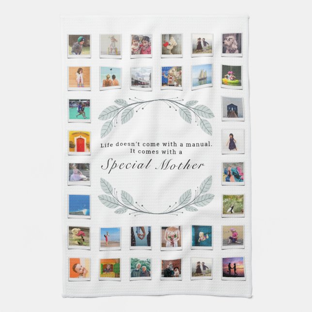 Blommigt Mors dag Photo Collage Kökshandduk (Vertikal)