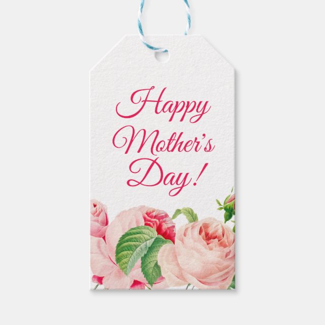 Blommigt Mors dag Presentetikett (Framsidan)