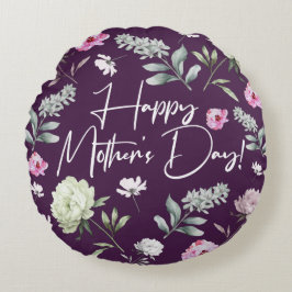 Blommigt Mors dag Rund Kudde